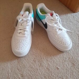 Nike White Sneakers with Blue and Red Highlights